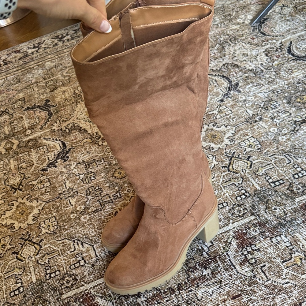 Universal Thread Over the Knee Boots in Brown Suede